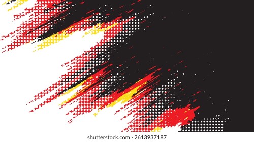 Dynamic Multicolor Dotted Pattern Background with Brush Stroke Accents Creating a Striking Design for Modern Projects and Applications Featuring Black Red Yellow and White Colors