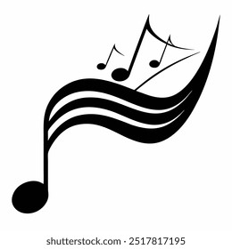 Dynamic Music Notes Wave Melody Vector Illustration.
