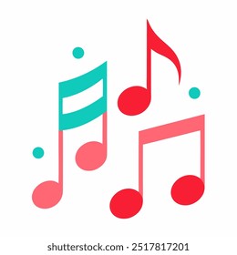 Dynamic Music Notes Wave Melody Vector Illustration.