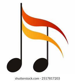 Dynamic Music Notes Wave Melody Vector Illustration.