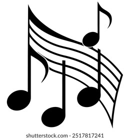 Dynamic Music Notes Wave Melody Vector Illustration.