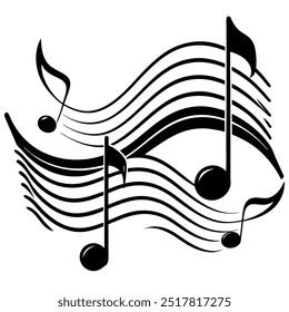 Dynamic Music Notes Wave Melody Vector Illustration.