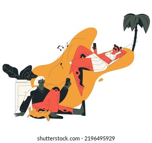 Dynamic Music Performance Illustration Featuring Musicians, Concerts, and Live Stage Shows