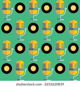 Dynamic music recording session with vintage microphones studio digital art vibrant colors bird's eye view creativity unleashed