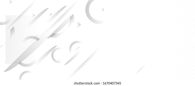 Composición de formas blancas transparentes silenciadas y dinámicas. Líneas geométricas mínimas color blanco degradado composición gris pálido vector de fondo futurista
