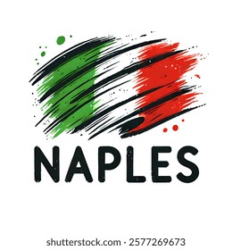 Dynamic Naples Logo with Italian Flag in Brushstroke Artistic Style