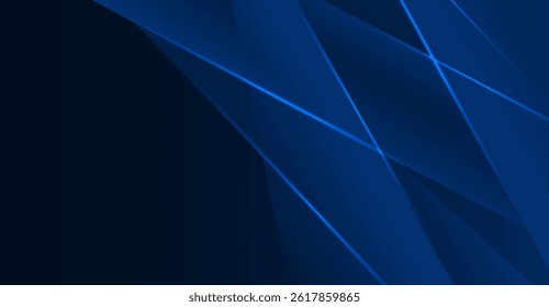 Dynamic Navy Blue Geometric Design with Light Streaks, Perfect for Modern Backgrounds and High-Tech Visuals in a Minimalist and Striking Style