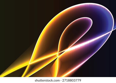 Diseño abstracto de neón dinámico con curvas blancas luminosas sobre un fondo oscuro profundo