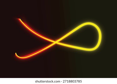 Diseño abstracto de neón dinámico con curvas blancas luminosas sobre un fondo oscuro profundo