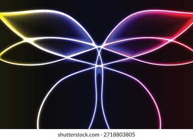 Diseño abstracto de neón dinámico con curvas blancas luminosas sobre un fondo oscuro profundo