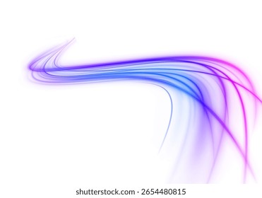 A luz de néon dinâmica e as listras brilhantes giram com velocidade e potência em um design vetorial digital abstrato com linhas fluindo curvas e faíscas brilhantes em png moderno de fundo futurista

