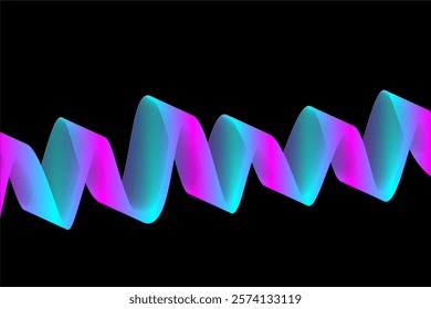 Dynamic Neon Waves on Black Background in Pink and Blue Gradient