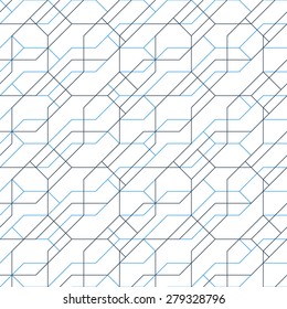 Dynamic net of blue lines. Seamless pattern
