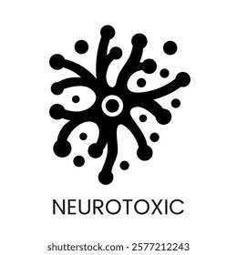 A dynamic neuron like icon in vector, symbolizing the impact of neurotoxins, with an editable stroke.