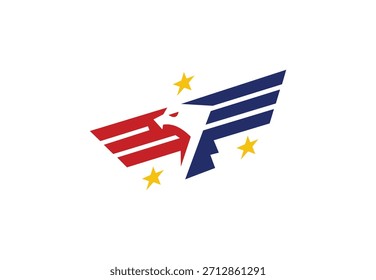 Nuevo y dinámico logotipo del águila de la aviación, una ilustración gráfica moderna que simboliza la libertad y la fuerza.