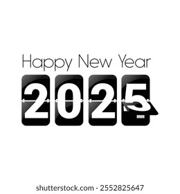 A dynamic New Year 2025 3D scoreboard design template, featuring bold, illuminated numerals with a modern, metallic finish.