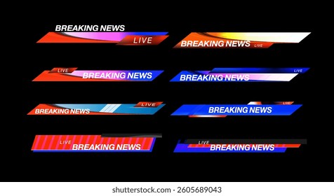 Dynamic news graphics displaying breaking news alerts in vibrant colors