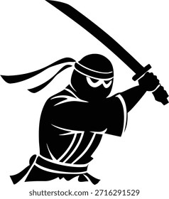 Dinâmica Ninja Warrior Silhueta com logotipo Katana