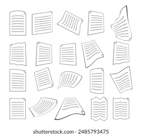 dynamic note paper isolated line blank vector set