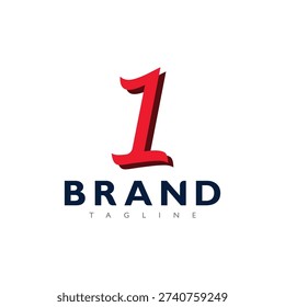 Dynamic number one logo icon with gradient style for digital company branding identity