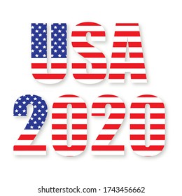 Dynamic Numbers design elements for a flyer, banner or poster the color of national flag. Vector illustration.  American flag patriotic. Silhouette of USA country flag logo.