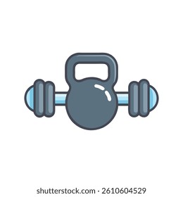 Dynamic Olympic Dumbbell Handle Icon for Workouts. Design of Fitness and Gym Icons.