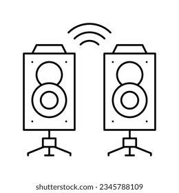 dynamic on stage playing music line icon vector. dynamic on stage playing music sign. isolated contour symbol black illustration