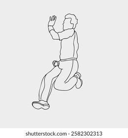 Dynamic One-Line Sketch: Illustration of Legendary Fast Bowler in Action. Cricket bowling drawing in line art Bowler illustration and vector. Bowler bowling in cricket championship sports. Line Art.