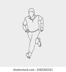 Dynamic One-Line Sketch: Illustration of Legendary Fast Bowler in Action. Cricket bowling drawing in line art Bowler illustration and vector. Bowler bowling in cricket championship sports. Line Art.