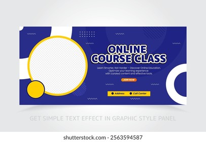 Dynamic online study banner design for education platforms and virtual learning promotions.