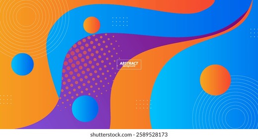 Dynamic orange and blue textured background fluid design in 3D style with wavy purple color. Vector Eps10