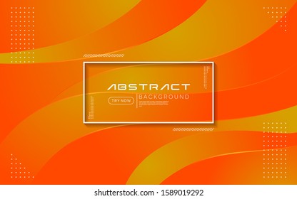 Dynamic orange color background with abstract fluid textured decoration design.