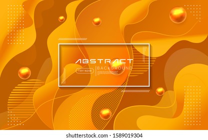 Dynamic orange color background with abstract fluid textured decoration design.