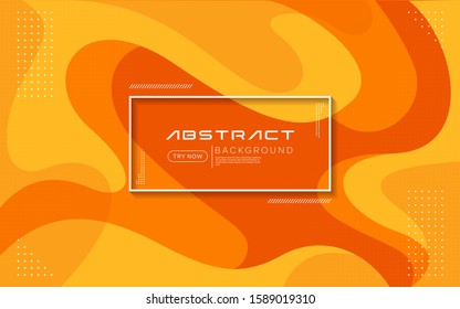 Dynamic orange color background with abstract fluid textured decoration design.