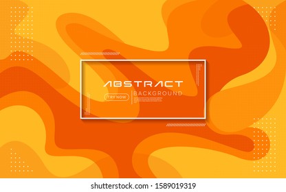 Dynamic orange color background with abstract fluid textured decoration design.