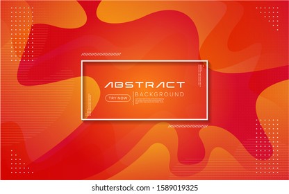 Dynamic orange color background with abstract fluid textured decoration design.