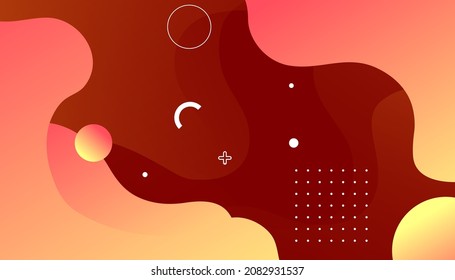 Dynamic orange color background with abstract fluid. Trendy gradient shapes composition. Modern vector design illustration