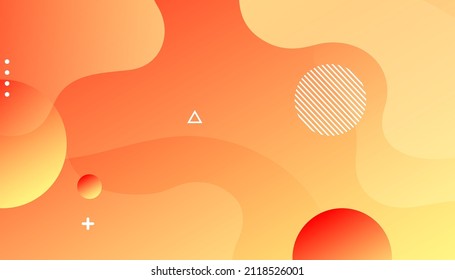 Dynamic orange color background with abstract fluid.   orange and yellow gradient geometric shapes background. Modern minimal vector design template 