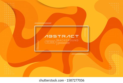 Dynamic orange color background. Modern abstract liquid textured geometric elements design with dots decoration.