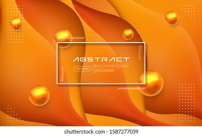 Dynamic orange color background. Modern abstract liquid textured geometric elements design with dots decoration.