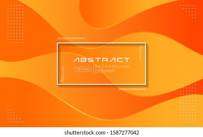 Dynamic orange color background. Modern abstract liquid textured geometric elements design with dots decoration.