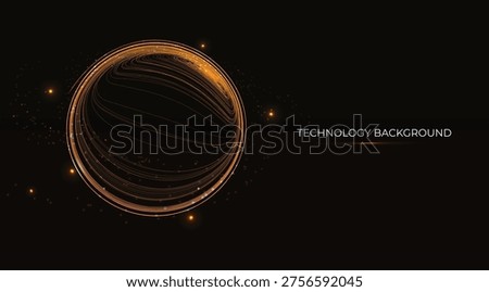 Dynamic Orange fiber optic threads elegantly form a high-speed circle of pulsing neon lights, orbiting like a cosmic trail in a universe. Sleek modern tech concept: innovation, data flow, velocity. Wave. Big data. Technology concept