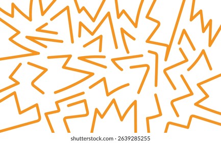 Dynamic orange geometric shapes create a bold and energetic abstract pattern on white