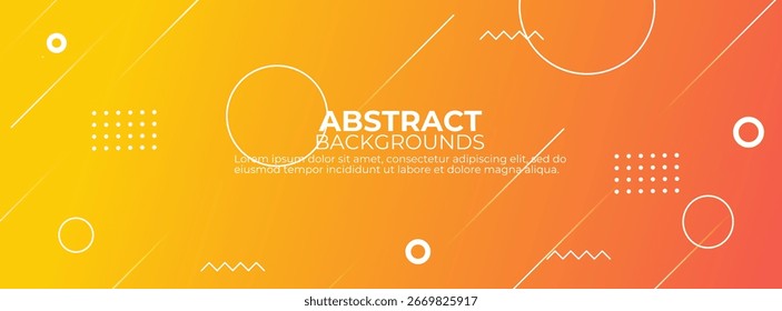 Dynamic orange gradient abstract background with geometric shapes.