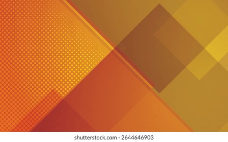 Dynamic Orange Gradient Background with Geometric Shapes and Dotted Texture, Warm Hues Interplay for a Vibrant and Modern Design Aesthetic Featuring Squares and Lines