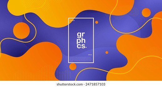 Dynamic orange and purple textured background fluid design in 3D style with wave orange color. Eps10 vector
