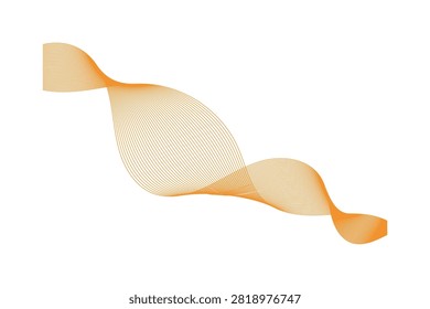 Dynamic orange twisted line vector art with abstract wavy mesh ribbon pattern network background