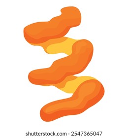 Forma abstrata dinâmica de laranja e amarelo formando um design ondulado e fluido