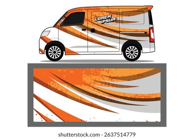 Dynamic Orange and Yellow Van Wrap Design for Commercial Vehicles