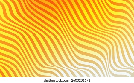 Dynamic orange and yellow wavy lines background creating a sense of depth and fluidity, reminiscent of a sun-drenched landscape with abstract and mesmerizing optical illusion effect